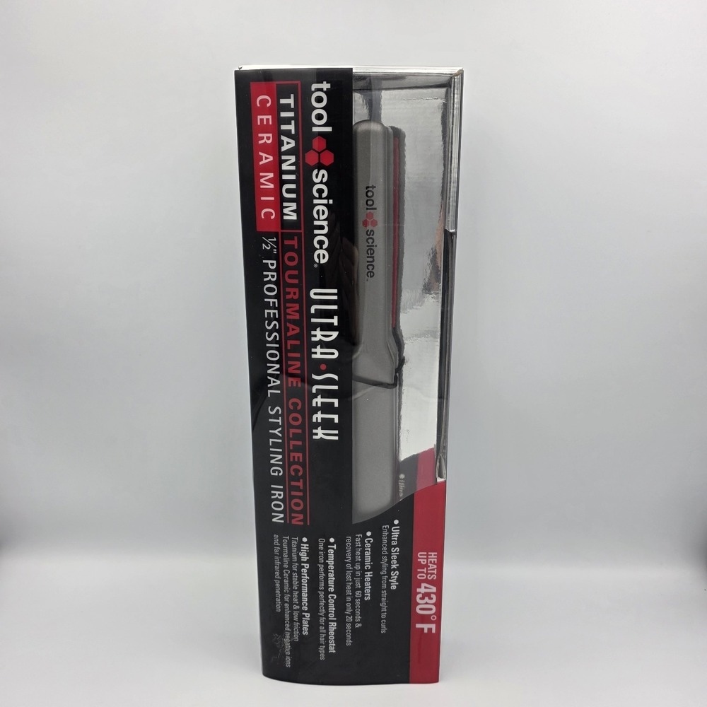 Tool Science Ultra Sleek Tourmaline Titanium Ceramic 1/2" Flat Hair Iron New